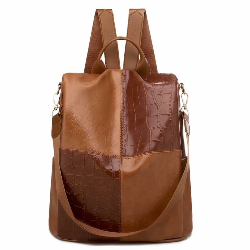Sac à dos berlingot vintage en cuir synthétique - Camel - Sac à main Sac à dos scolaire