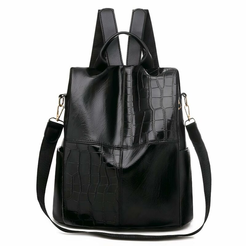 Sac à dos berlingot vintage en cuir synthétique - Noir - Sac à main Cuir