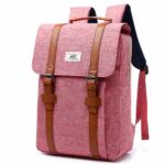 Sac vintage en toile - Rose - Sac à dos pour ordinateur portable Sac à dos scolaire