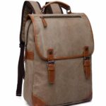 Sac à dos vintage en toile pour homme - Gris - Sac à dos pour ordinateur portable Sac à dos scolaire