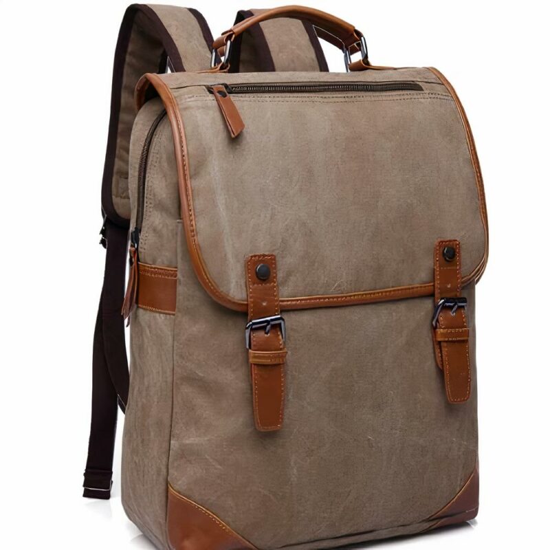 Sac à dos vintage en toile pour homme - Gris - Sac à dos pour ordinateur portable Sac à dos scolaire