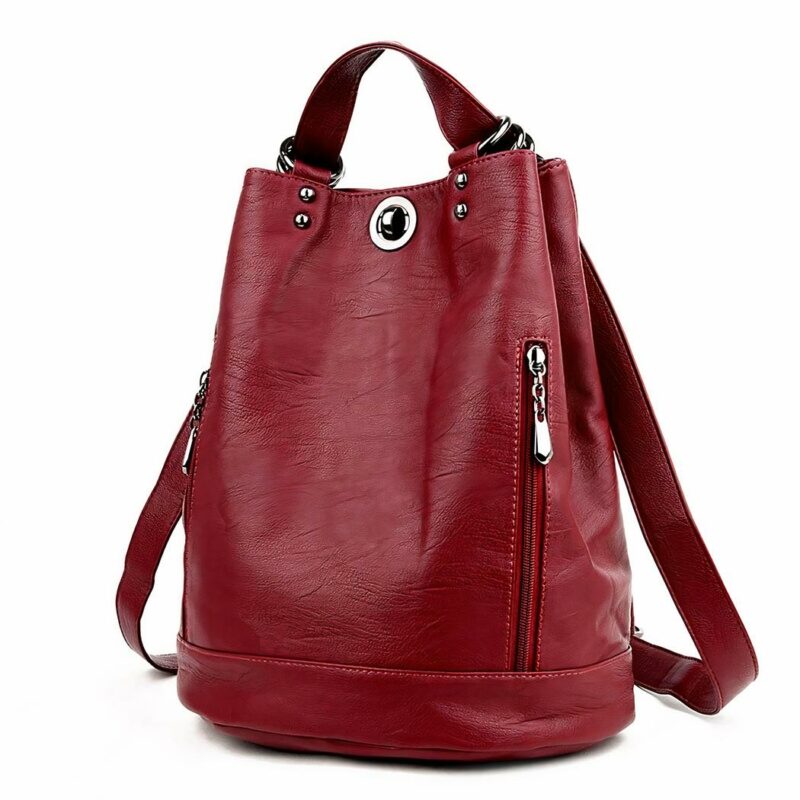 Sac à dos cuir femme style épuré - Rouge - Sac à main Sac à dos