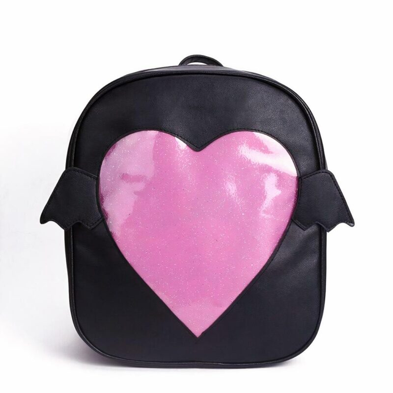 Sac à dos fille à rabat motif cœur - Noir - Ita-sac Sac à dos scolaire