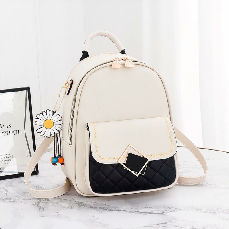 Sac à dos en cuir bijou pâquerette - Beige - Sac Sac à dos