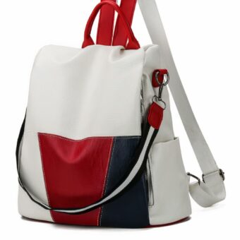Sac à dos femme en cuir PU - Blanc - Sac à dos antivol Sac à dos scolaire