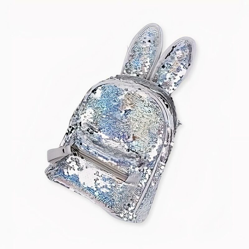 Sac à dos à paillettes avec oreilles de lapin - Argent - Sac à dos pour enfants Produit.