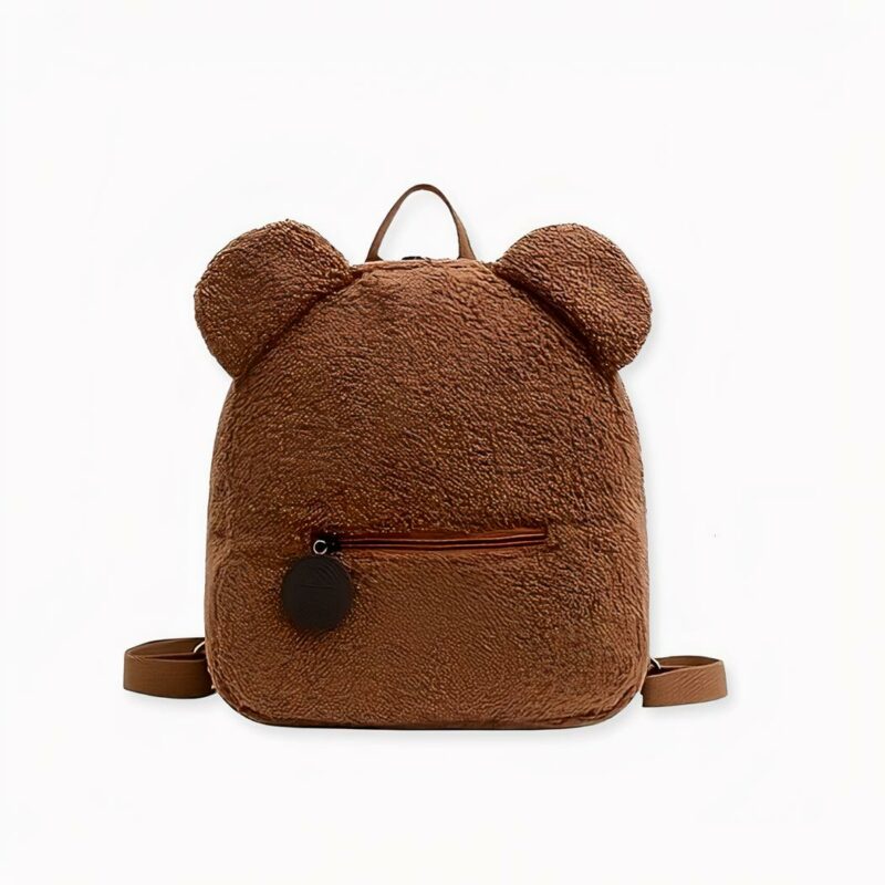 Sac à dos d'école en molleton pour enfant - Marron - Sac à dos ours en peluche. Bonne qualité et très tendance.