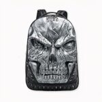 Sac à dos en cuir épais motif crâne - Argent - Sac à dos Sac à dos pour ordinateur portable