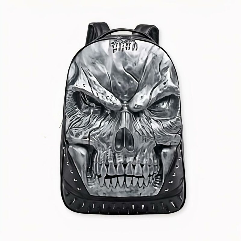 Sac à dos en cuir épais motif crâne - Argent - Sac à dos Sac à dos pour ordinateur portable