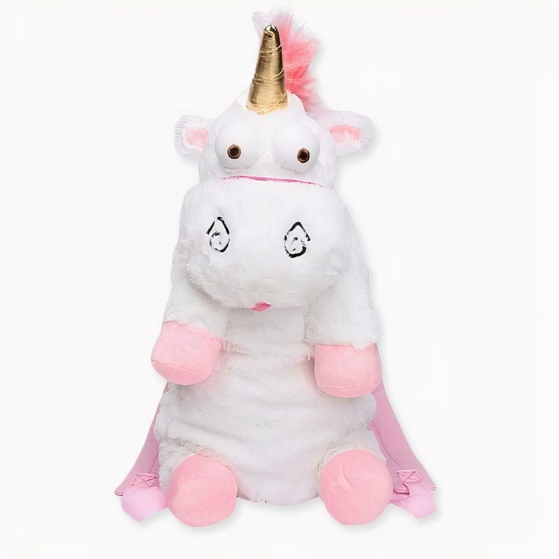 Sac à dos en peluche en forme de licorne, bonne qualité et très tendance.