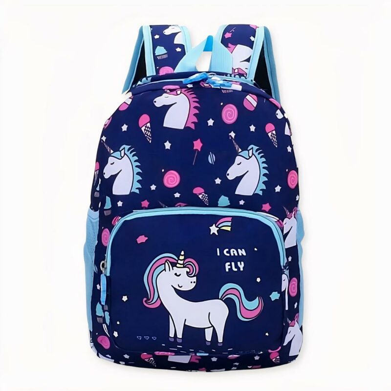 Sac à dos fille motif licorne - Bleu - Sac à dos scolaire Sac à dos pour enfants.