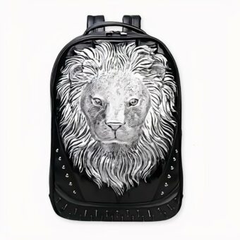 Sac à dos tête de lion en relief 3D - Argent - Sac à dos Sac à dos pour ordinateur portable