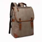 Sac à dos vintage en toile pour homme - Gris - Sac à dos pour ordinateur portable Sac à dos scolaire
