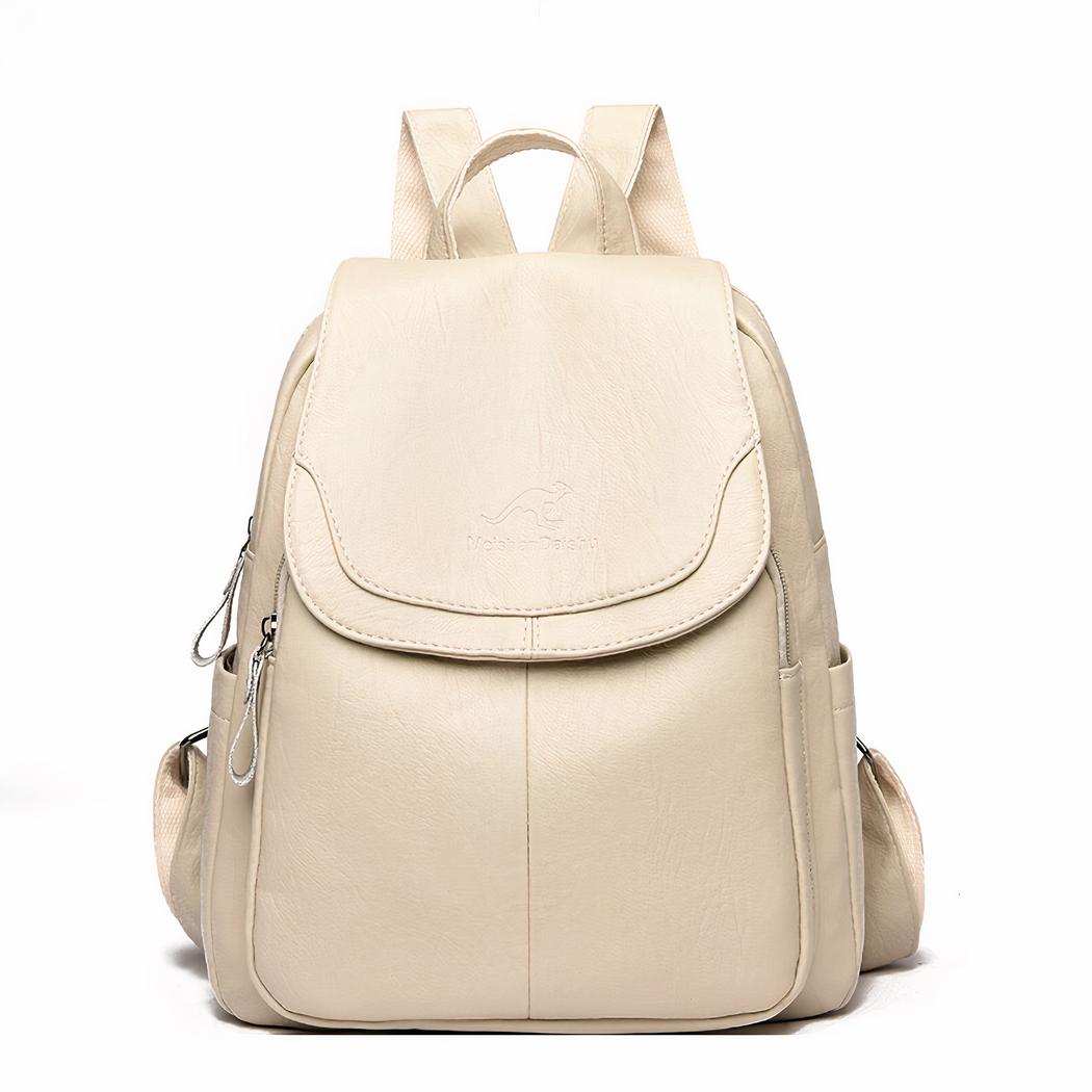 DOGO Femme Cuir Vegan Cream Fait Main Et Mode Sac à Dos