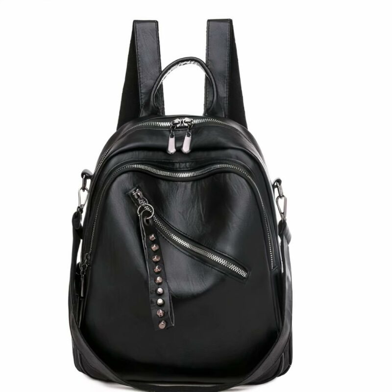 Sac à dos cuir femme couleur unie - Noir - Sac à main Cuir