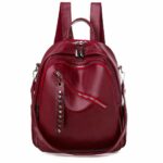 Sac à dos cuir femme couleur unie - Rouge - Sac à main Cuir