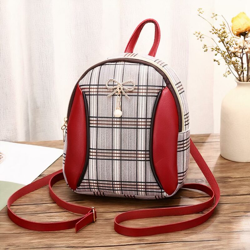 Mini sac à dos femme à carreaux - Rouge - Sac à main Sac