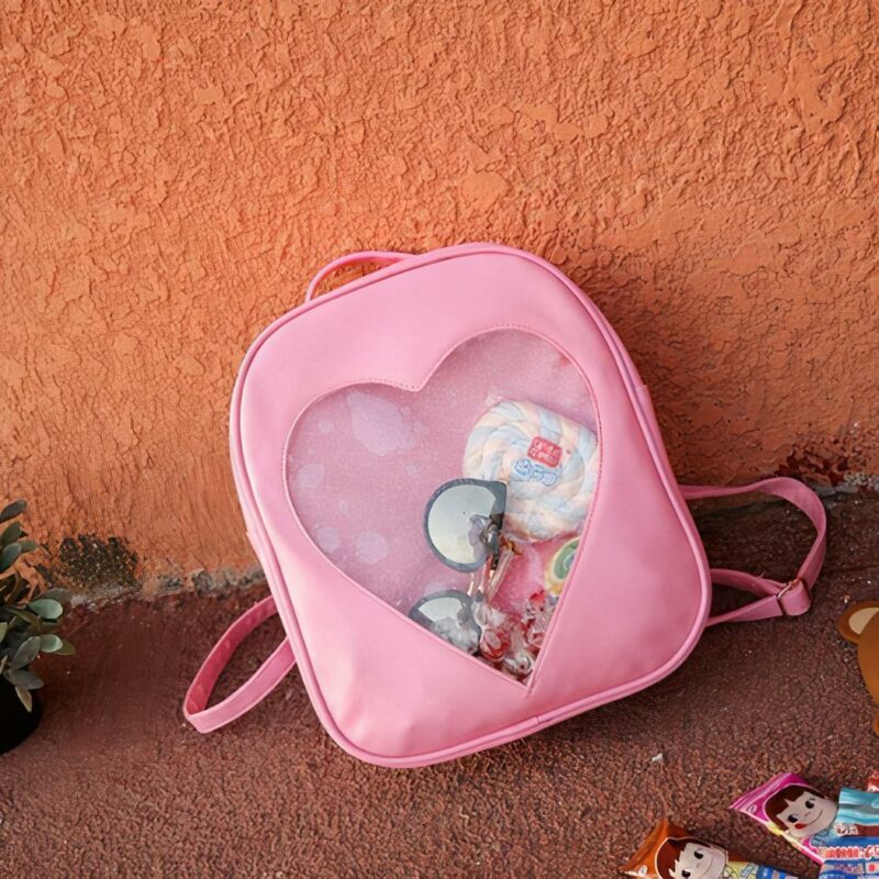 Sac à dos enfant motif cœur transparent - Rose - Sac à dos Sac à main