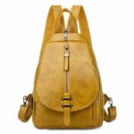 Sac à dos été en cuir PU pour femme - Jaune - Cuir Sac à dos