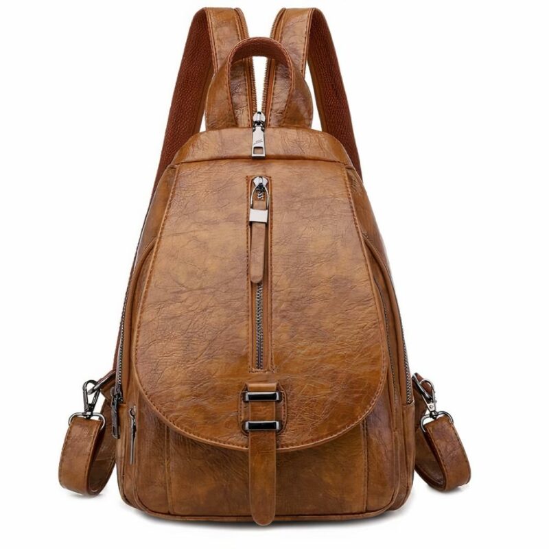 Sac à dos été en cuir PU pour femme - Marron - Sac à dos scolaire Sac à main