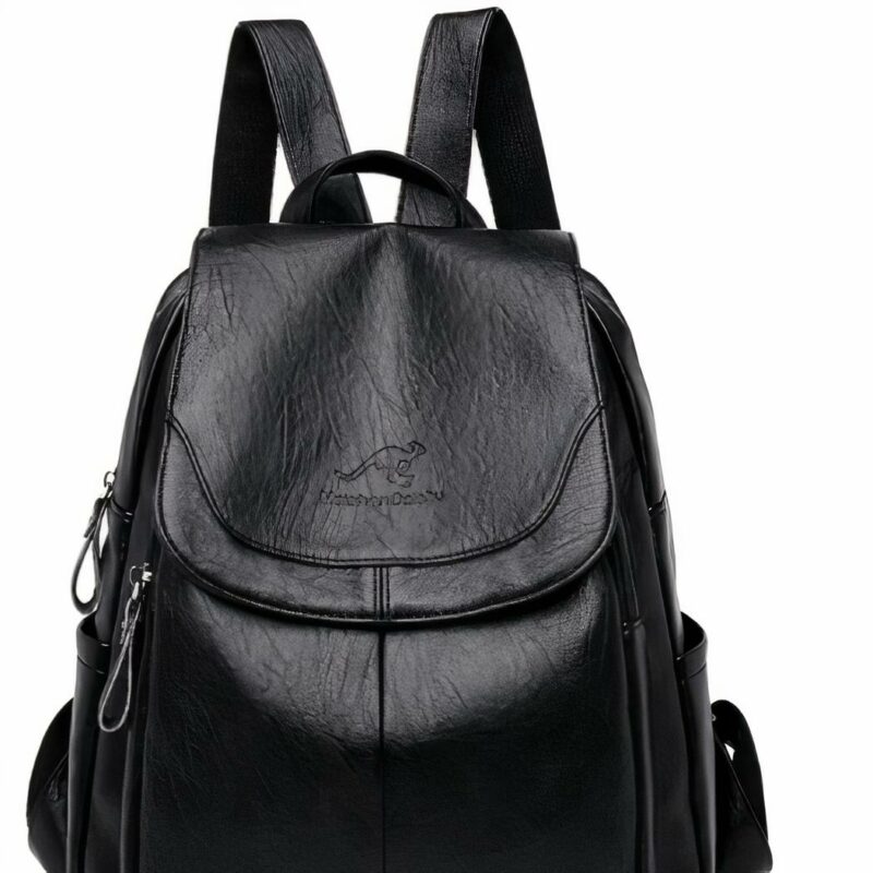 Sac à dos femme en simili cuir de mouton - Noir - Sac à dos scolaire Sac à dos