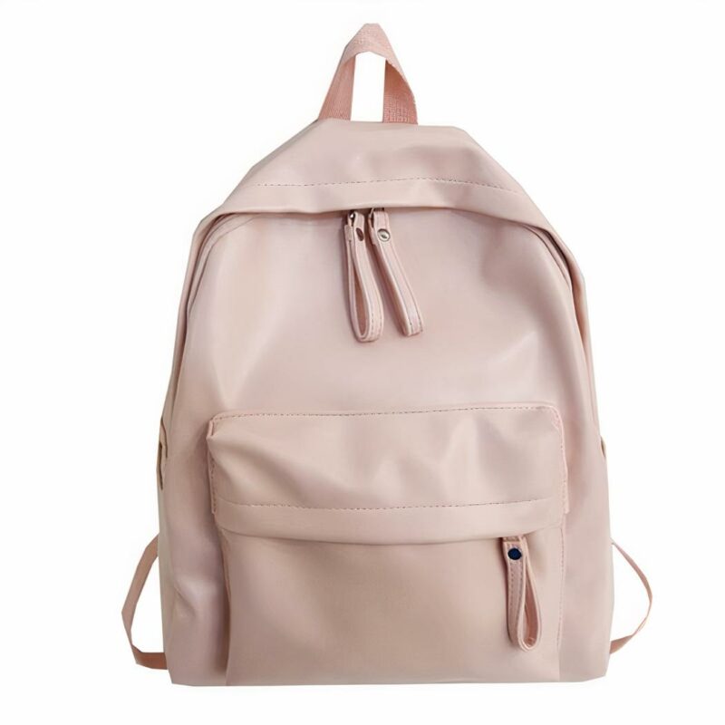 Sac à dos femme style preppy en cuir - Rose - Tong Nian Sac à dos