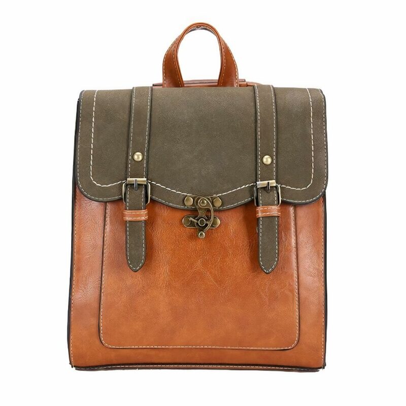 Sac à dos vintage cuir PU pour femme - Marron - Sac à dos Sac à dos scolaire