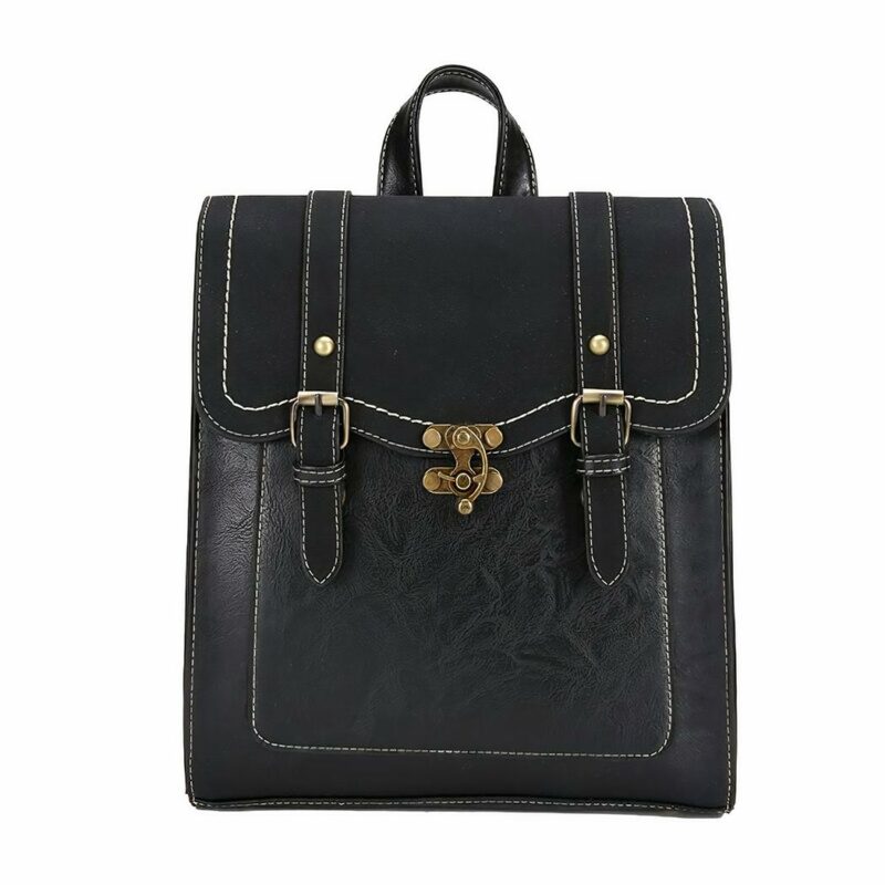 Sac à dos vintage cuir PU pour femme - Noir - Sac à main Cuir