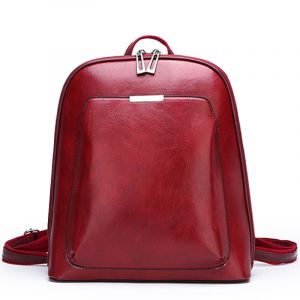 Petit sac à dos vintage en simili cuir uni rouge avec un fond blanc