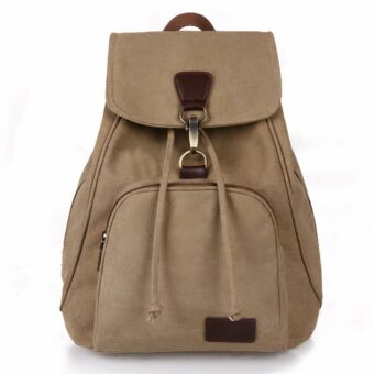 Sac à dos style vintage en toile marron avec un fond blanc