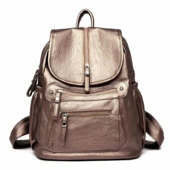 Sac à Dos vintage fermeture éclair simili cuir - Rose - Sac à dos Cuir