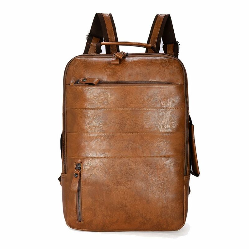 Sac à dos décontracté pour ordinateur portable marron avec un fond blanc