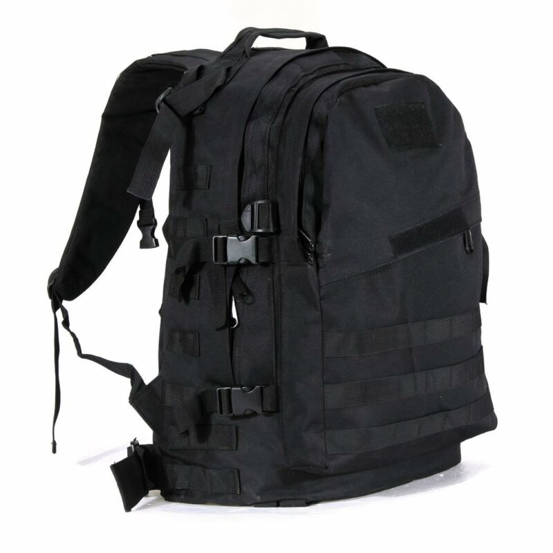 Sac à dos de randonnée à grande capacité noir avec un fond blanc