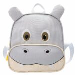 Sac à dos hippopotame pour enfant gris avec un fond blanc