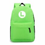Sac à dos Super Mario couleur unie vert avec un fond blanc