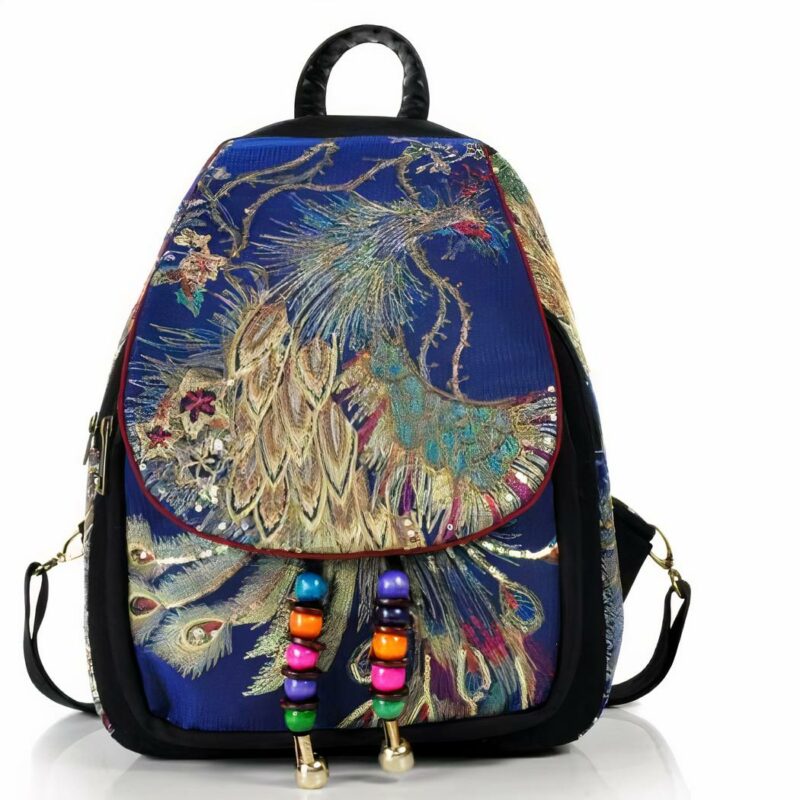 Sac à dos vintage femme à paillettes à plusieurs coloris avec un fond blanc