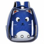 Sac à dos transparent motif dessin animé pour chat bleu avec un fond blanc à la mode