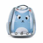 Sac à dos transparent motif dessin animé pour chat bleu avec un fond blanc