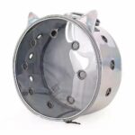 Sac à dos circulaire transparent pour animal gris avec un fond blanc
