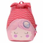 Sac à dos fille en forme de sirène rose avec un fond blanc