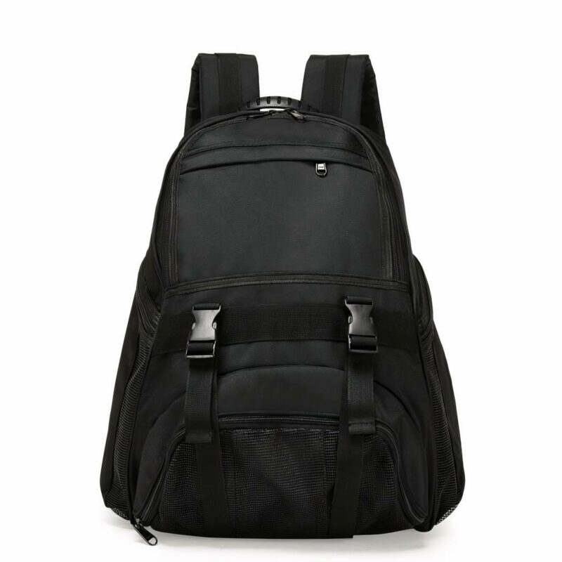 Sac à dos sport avec poche pour ballon noir avec un fond blanc