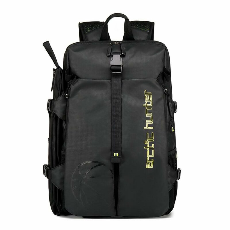 Sac à dos voyage avec sac à chaussures noir avec un fond blanc