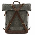 Sac à dos vintage en toile pour homme gris et marron avec un fond blanc