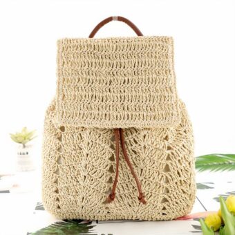 Sac à dos femme en paille tissé pour l'été
