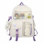 Sac à dos avec petite peluche ours pour filles violet