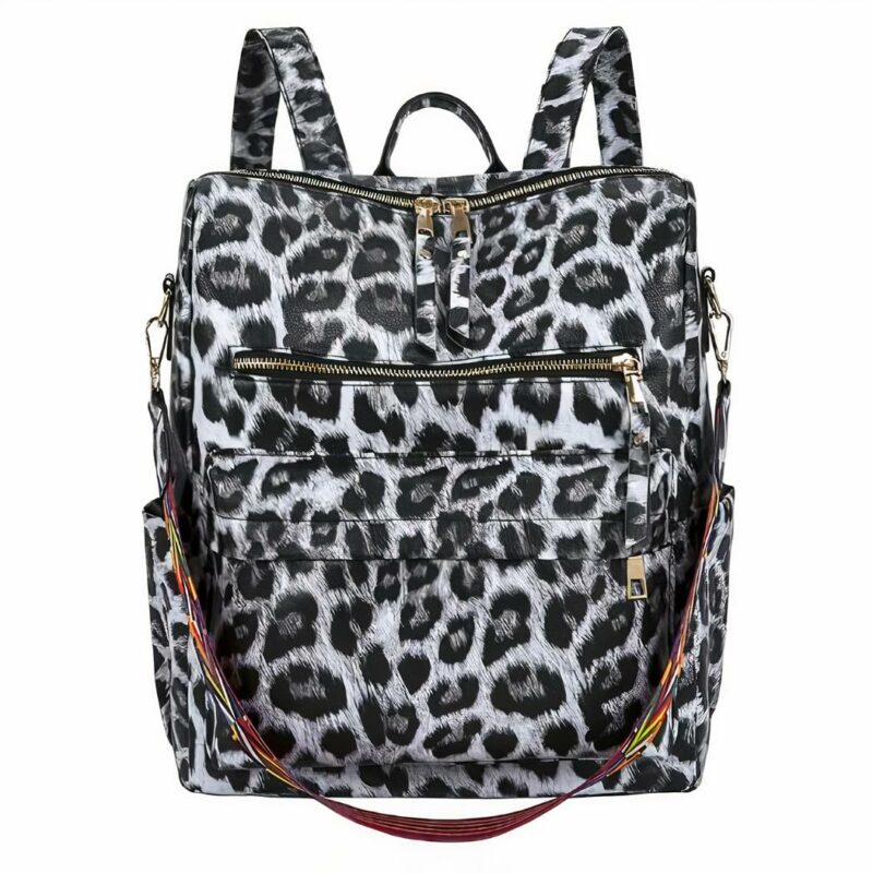 Sac à dos rétro femme motif léopard