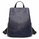Sac à dos élégant motif croco pour femme en noir