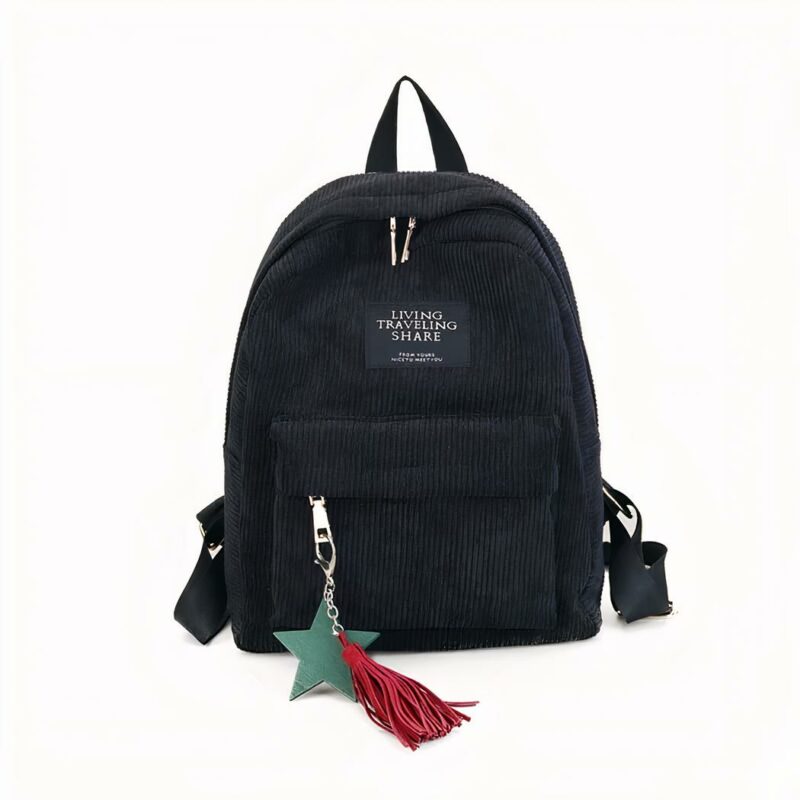 Sac à dos femme en velours cotelé - Noir - Sac à dos Sac à dos scolaire