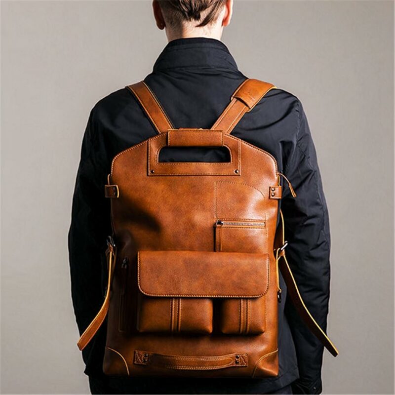 Sac à dos en cuir design - Marron - Sac à main Cuir