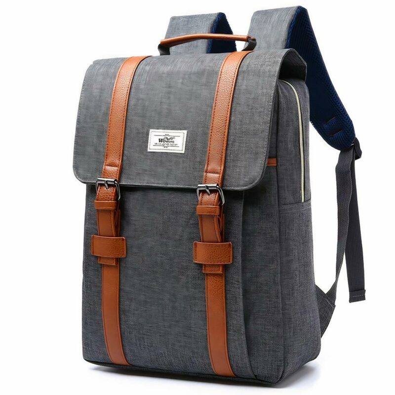 Sac à dos en tissu style vintage - Gris - Sac à dos scolaire Sac à main